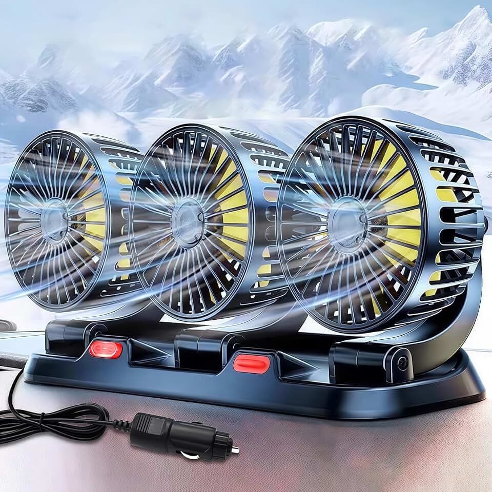 Sunshine smile Auto Ventilator für Rücksitz,12V Auto Lüfter,Tragbare 360° drehbar Auto Fan Ventilator,2 Geschwindigkeiten Kühlender Lüfter Wohnmobil,Mini Lüfter Innenrau für Lkw,Van,Suv,Rv
