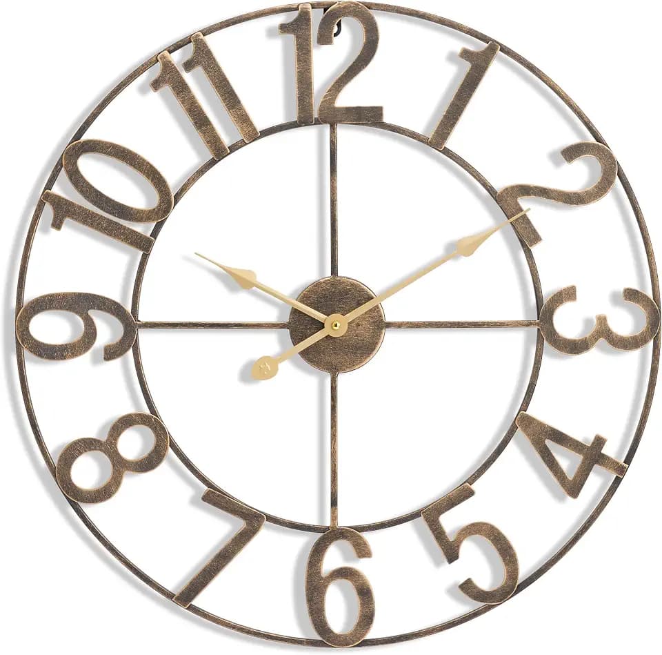Sorbus Large Wall Clock, Metal Frame, Battery Powered (32 Inch, Bronze)