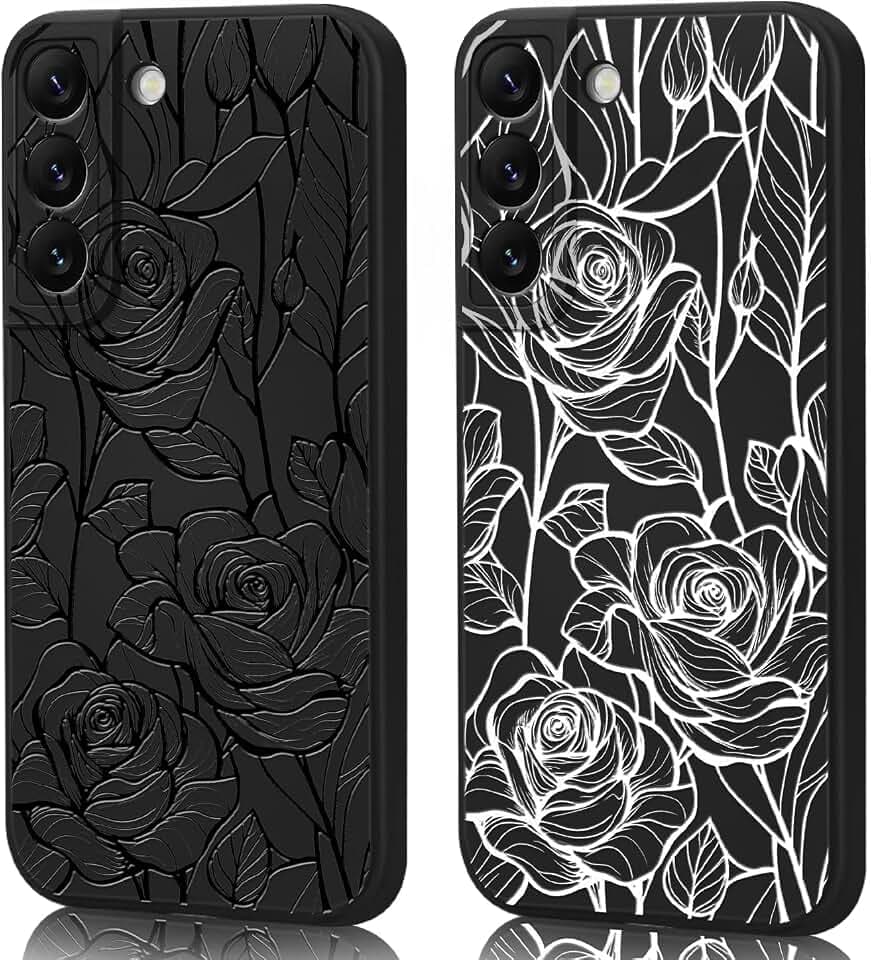 2er-Pack Handyhülle für Samsung Galaxy S21, hochwertig erhabenes Relief-Design, Militärischer Dual-Schutz Passgenaue stoßfeste flexible TPU-Hülle für Samsung Galaxy S21 - Blumenmuster
