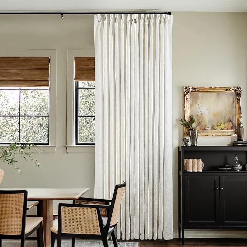 TWODRAPES Natural Extra Wide Pinch Pleat 108 Inch Curtains 60 Inch Wide