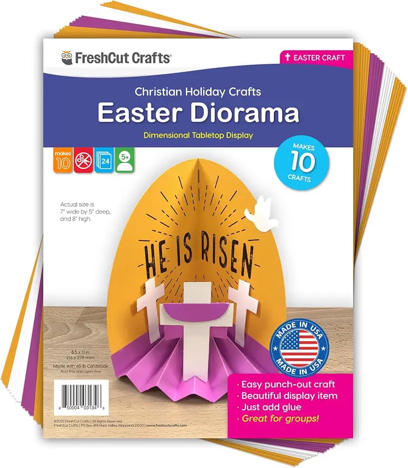 FreshCut Crafts Easter Diorama 3D Bible Craft Kit, 10 Pack