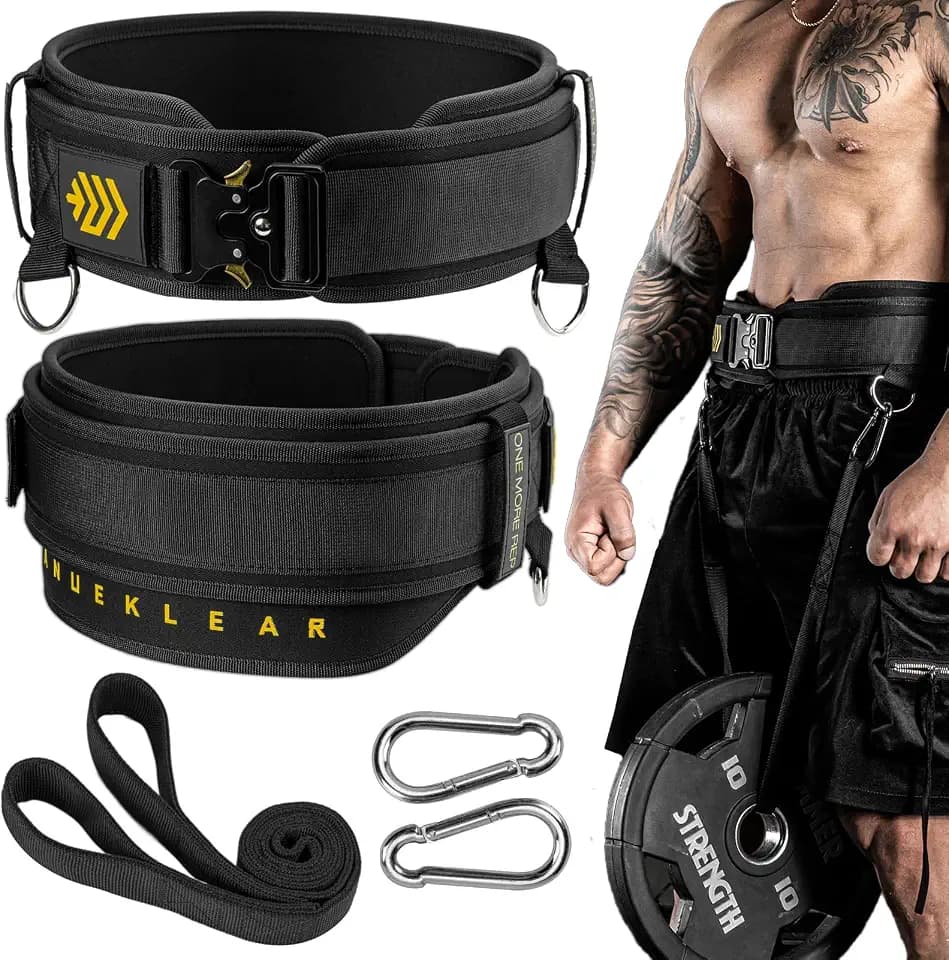 MANUEKLEAR 2-in-1 Dip Belt, Double-Layer Weight Lifting Belt