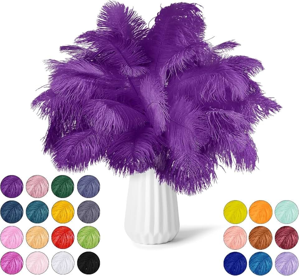 30pcs Purple Ostrich Feathers Natural Bulk 11-14inch(28-35cm) Vase Craft Wedding Home Party Centerpieces Christmas Day Decoration