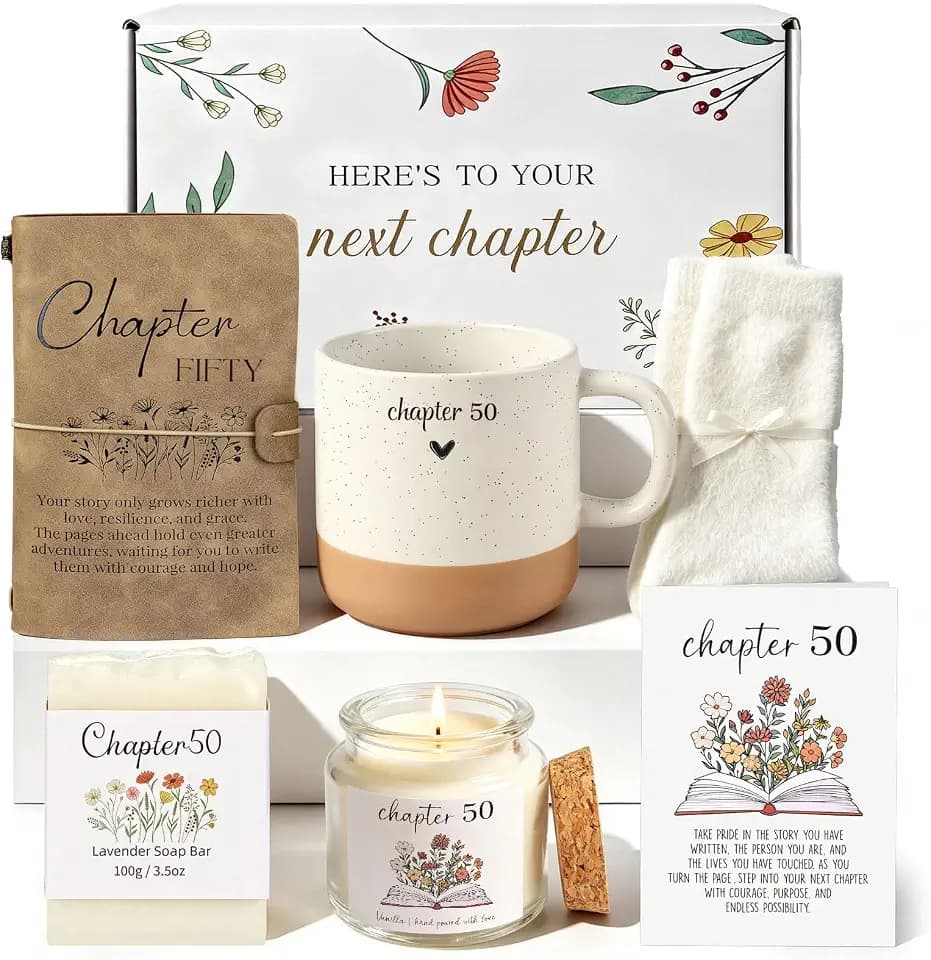 Giftota 50th Birthday Gifts for Women, 50 Year Old Gifts for Women Happy 50th Birthday Gifts for Women 50th Birthday Gift for Her Next Chapter 50th Birthday Gifts 7Pcs