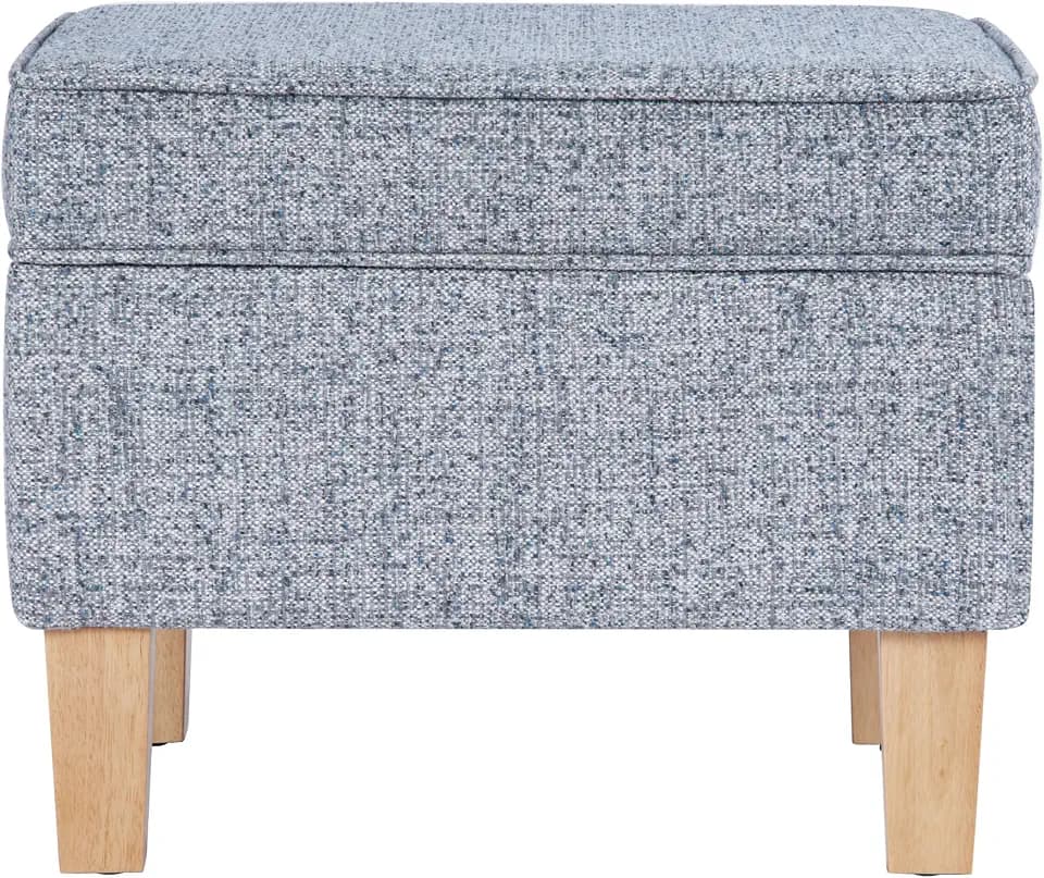 HomePop 22" Medium Rectangular Storage Ottoman - Blue Gray Woven Fabric