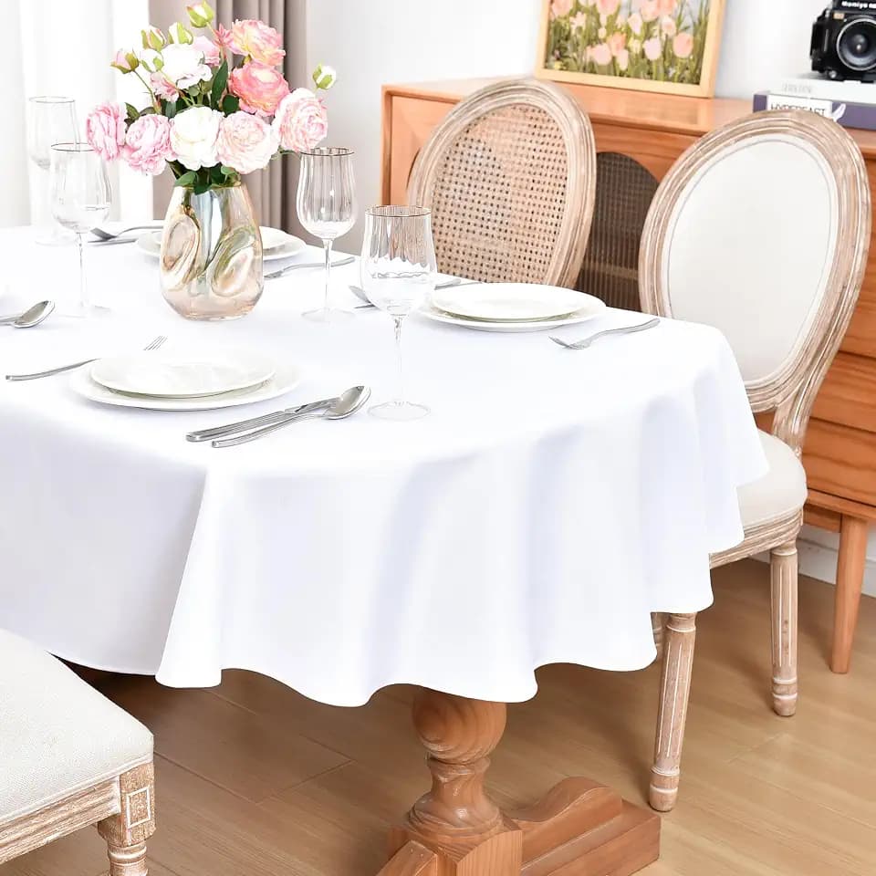 eeivs Oval Tablecloth White Table Cloth 60x102 Inch Dining Table Cover