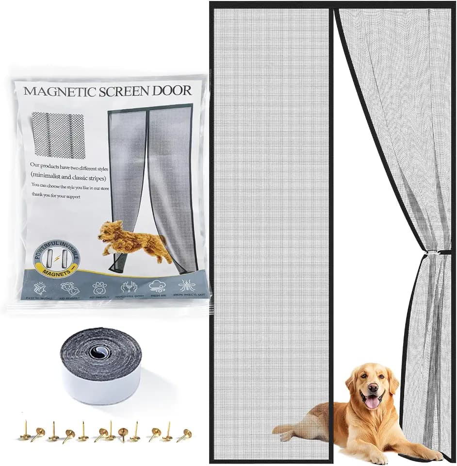 Magnetic Mosquito Screen Door Mesh - Screens Doors Netting for Patio - 30 x 80 Inch Magnet Bug Fly Net Curtain for Doorway - Front Door Mesh Cover Magnets Closure - Outdoor Porch Pet Window Netting