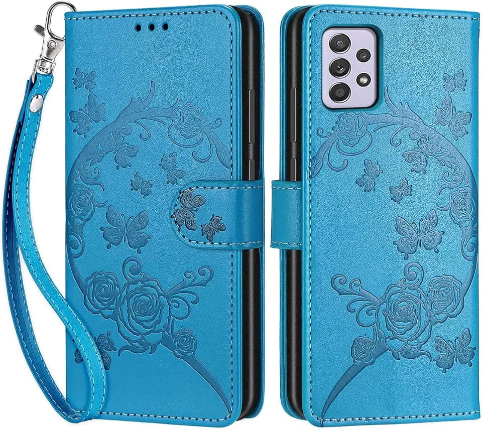 Handyhülle für Samsung Galaxy A33 5G Hülle Leder Schmetterling Blau