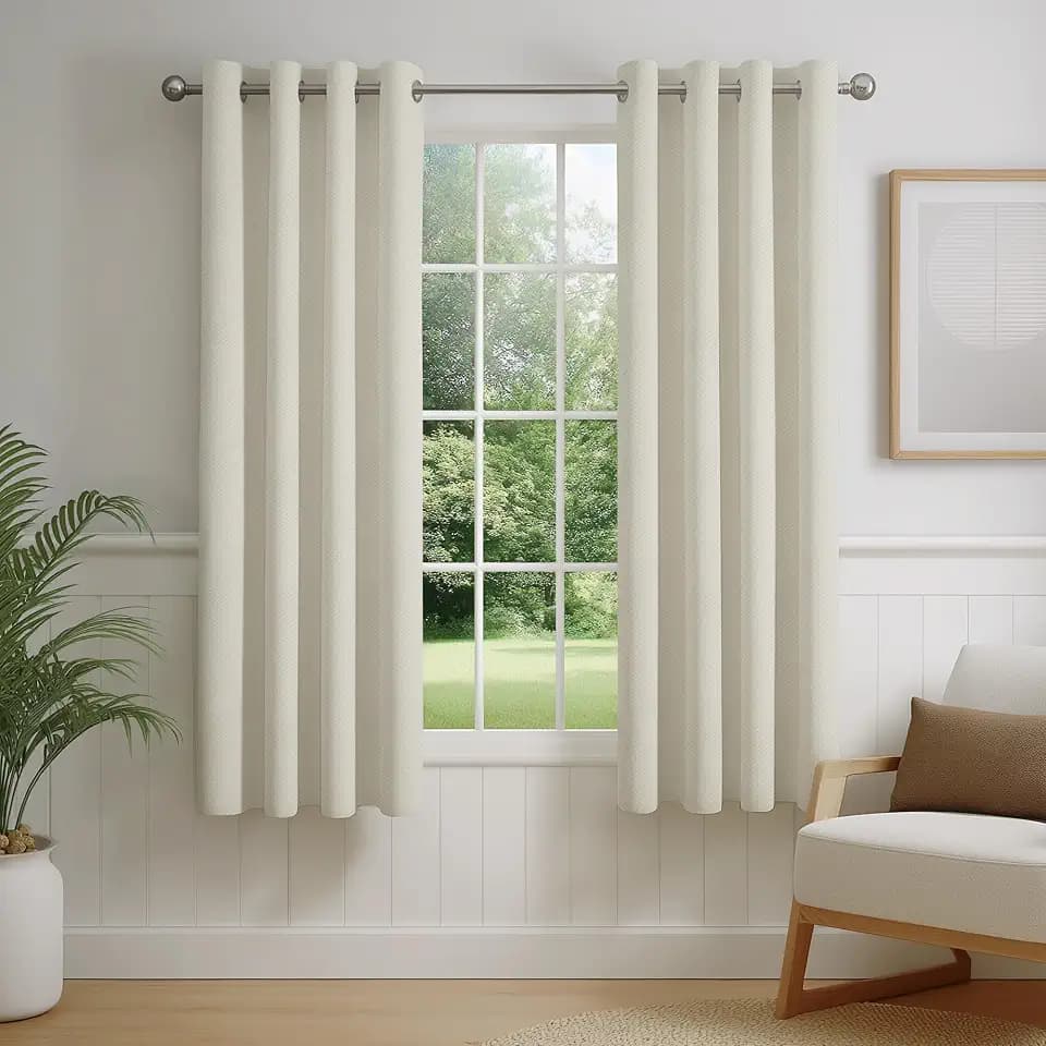 FMFUNCTEX 100% Blackout Beige Curtains 54 Inches for Bedroom, 2 Panels