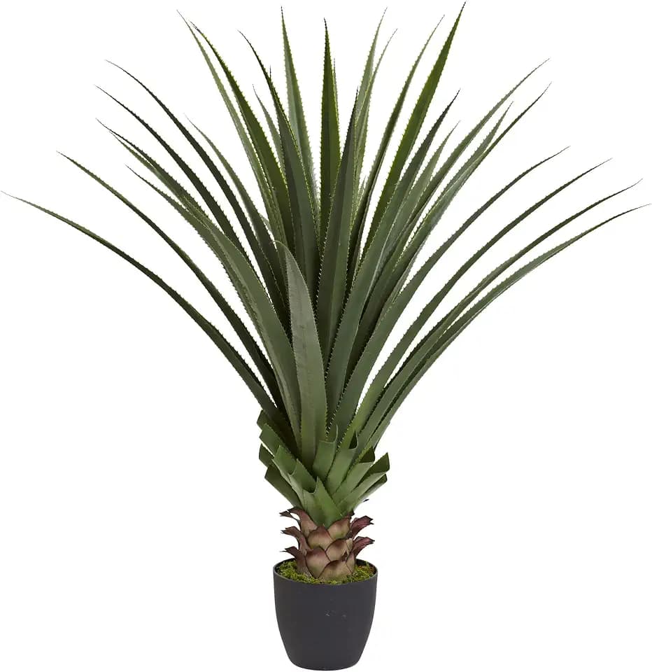 Nearly Natural 4 ft Artificial Spiked Agave Plant with Nursery Pot