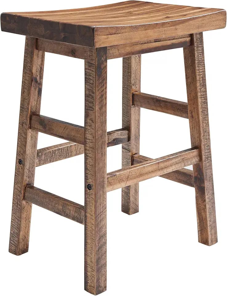 Alaterre Durango Solid Wood Rustic Bar Stool, Natural, 26-Inch