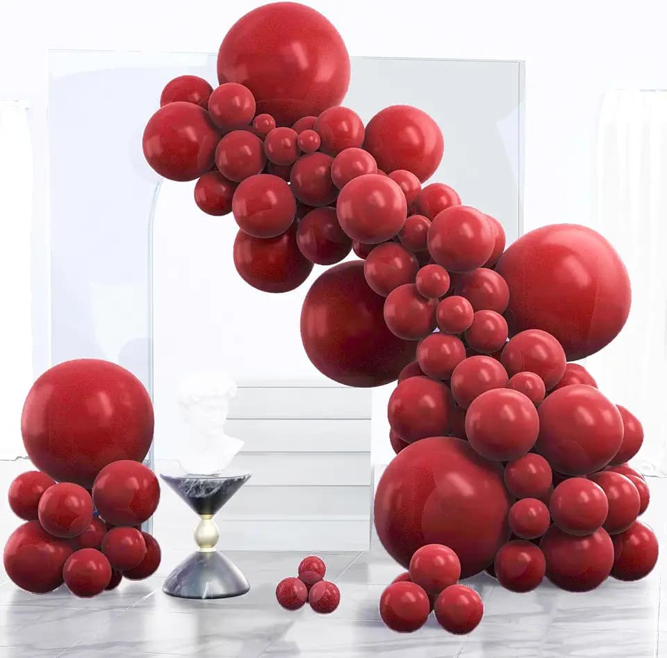 PartyWoo Burgundy Balloons 120pcs Dark Chestnut Red Maroon Different Sizes