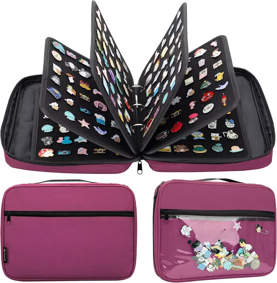 PACMAXI Enamel Pin Display Pages Pin Carrying Case Travel Brooch Bag