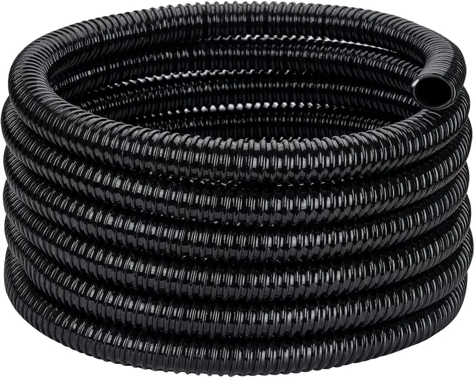 Pond Tubing ID 1 1/4" 20ft Black Corrugated Flexible Pump Hose