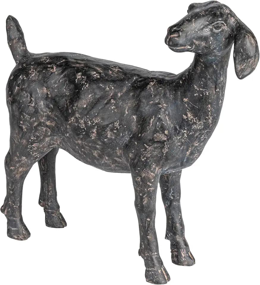 Creative Co-Op Resin Standing Goat Accent Décor with Cast Iron Finish, Black