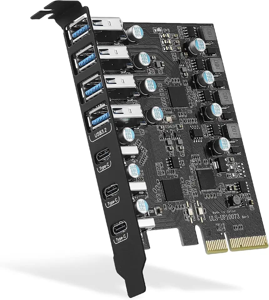 PCIe USB 3.2 Gen 2 Karte 7 Ports(4A + 3C), 10Gbps PCIe USB 3.2 Karte Interne for Desktop PC