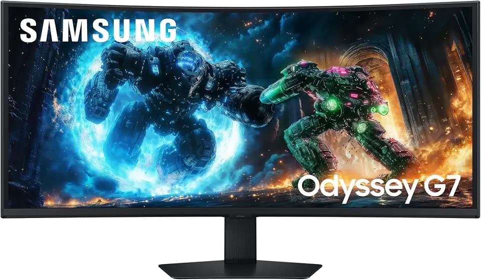 Samsung 40 Zoll Odyssey G75F 5K WUHD Curved Gaming Monitor, 5120 x 2160, 180 Hz, 1 ms (G/G), 1000R, VESA DisplayHDR 600 HDR10+, AMD FreeSync Premium Pro, Auto Source Switch+, Core Sync, LS40FG756EUXEN