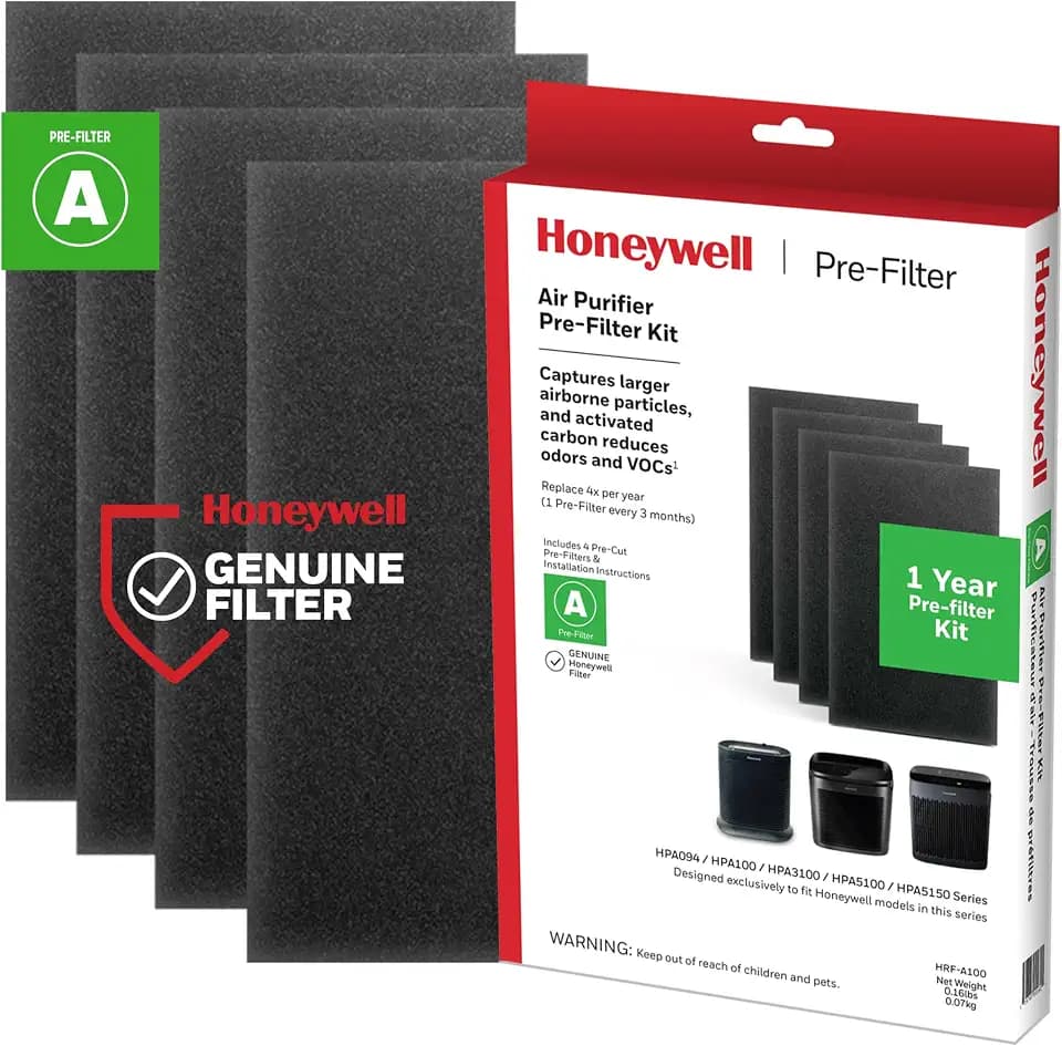 Honeywell Air Purifier Carbon Pre-Filter, HRF-A100 4 Count (Pack of 1)