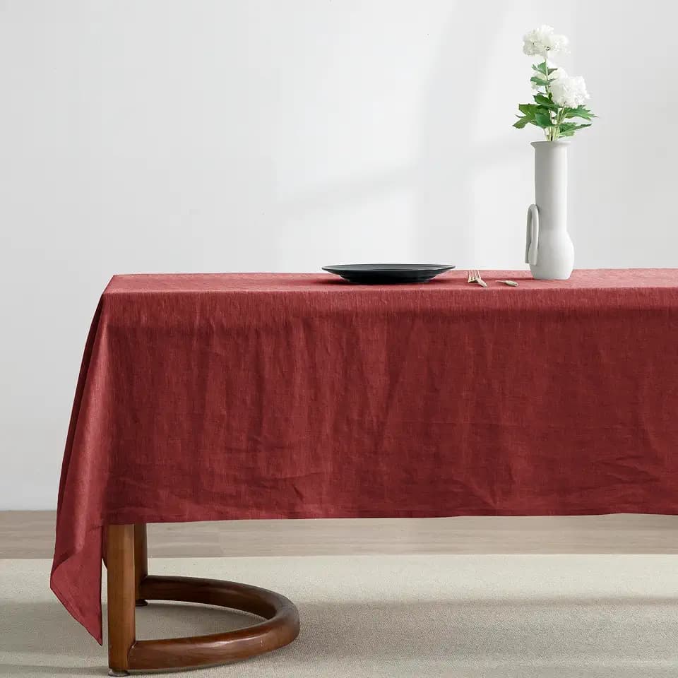 EVERLY 100% Pure Linen Rectangle Tablecloths 60x84Inches for Dining,Buffet Parties,Picnic,Events,Weddings and Restaurants,Decorative Halloween,Thanksgiving Machine Washable Tablecloths-Red
