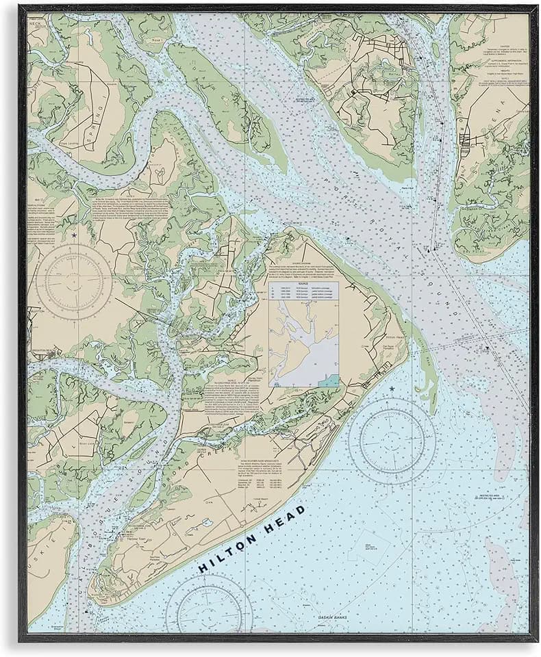 'Hilton Head South Carolina Coastal Nautical'| Framed Giclee Art