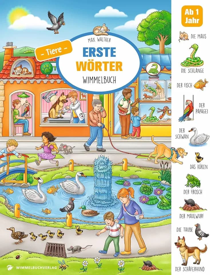 Erste Wörter Wimmelbuch Tiere: Bilderbuch für Kinder ab 1 Jahr