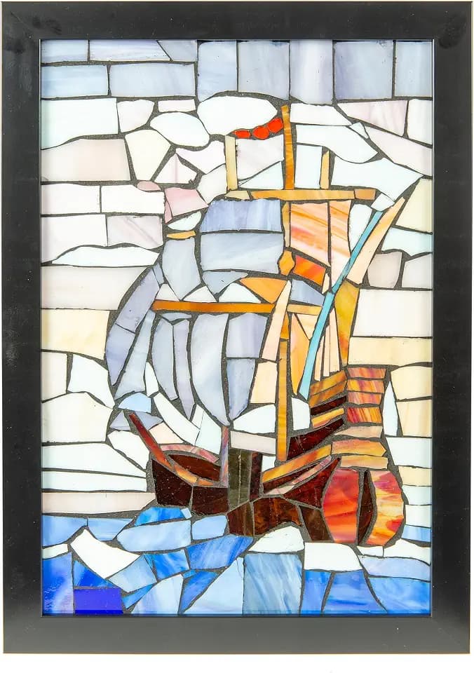 Dale Tiffany M0001M Flagship Stained Glass Suncatcher 12"x18", Handcrafted Window Hanging Home Decor