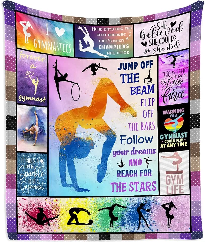 Gymnastics Gifts Blanket 60"x50", Gymnastic Gift for Girls, Gymnastics Room Decor Party Decorations, Birthday Party Gift Ideas for Teens Kids Daughter Granddaughter