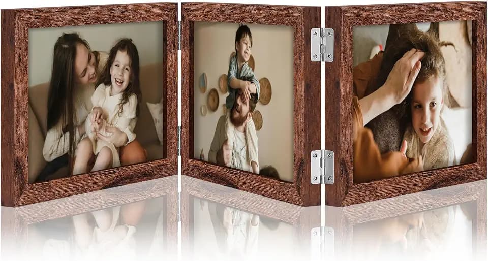 decorUhome Distressed Brown Triple 7x5 Picture Frame Horizontal