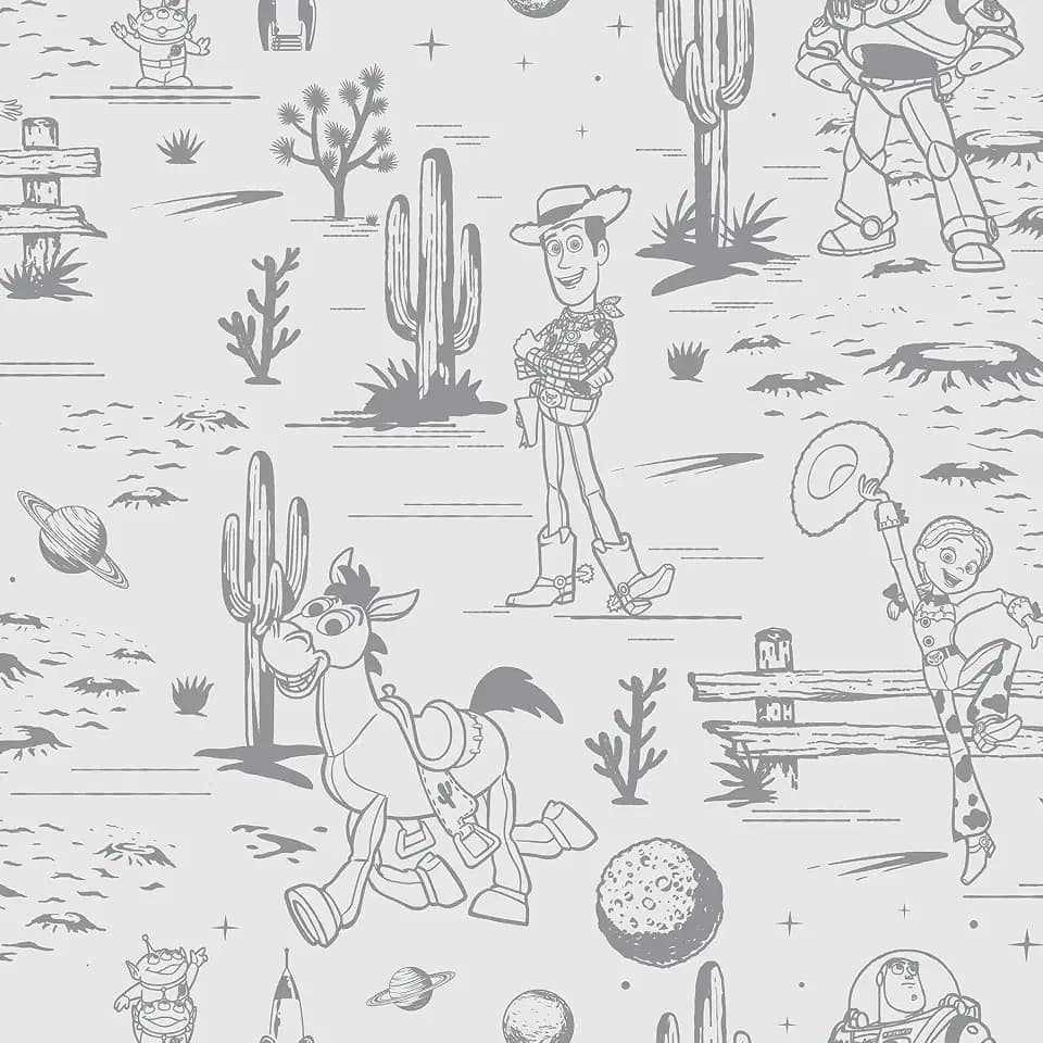 RoomMates Disney Toy Story Toile Grey Peel and Stick Wallpaper