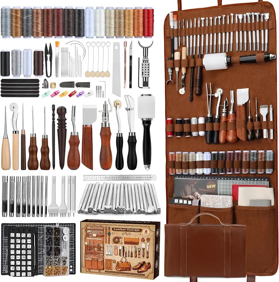 CBHGFEA Leather Working Kit, Leather Working Tools and Crafting Kit