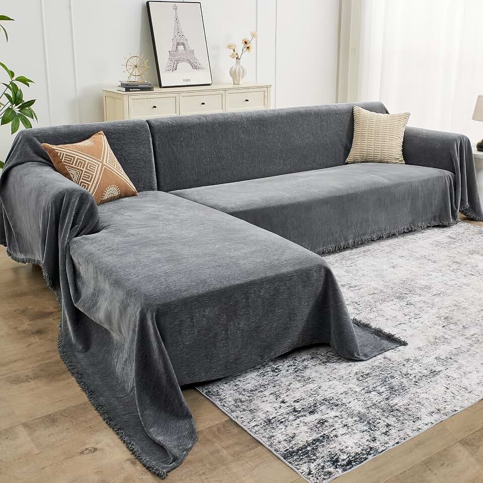 CAPALOCA Sectional Couch Covers for Sofa Washable L Shaped Couch Cover XL