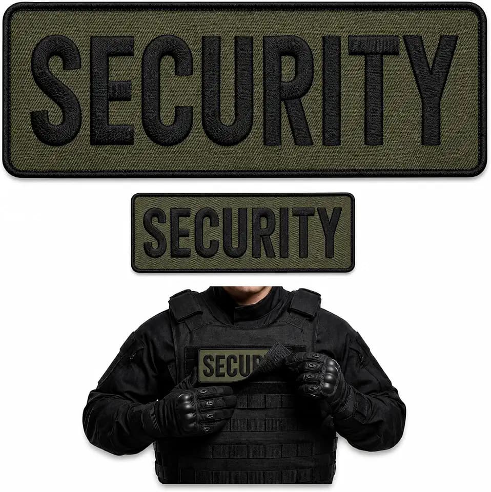 Security Olive Embroidered Hook and Loop Tactical Patch 2 Pack