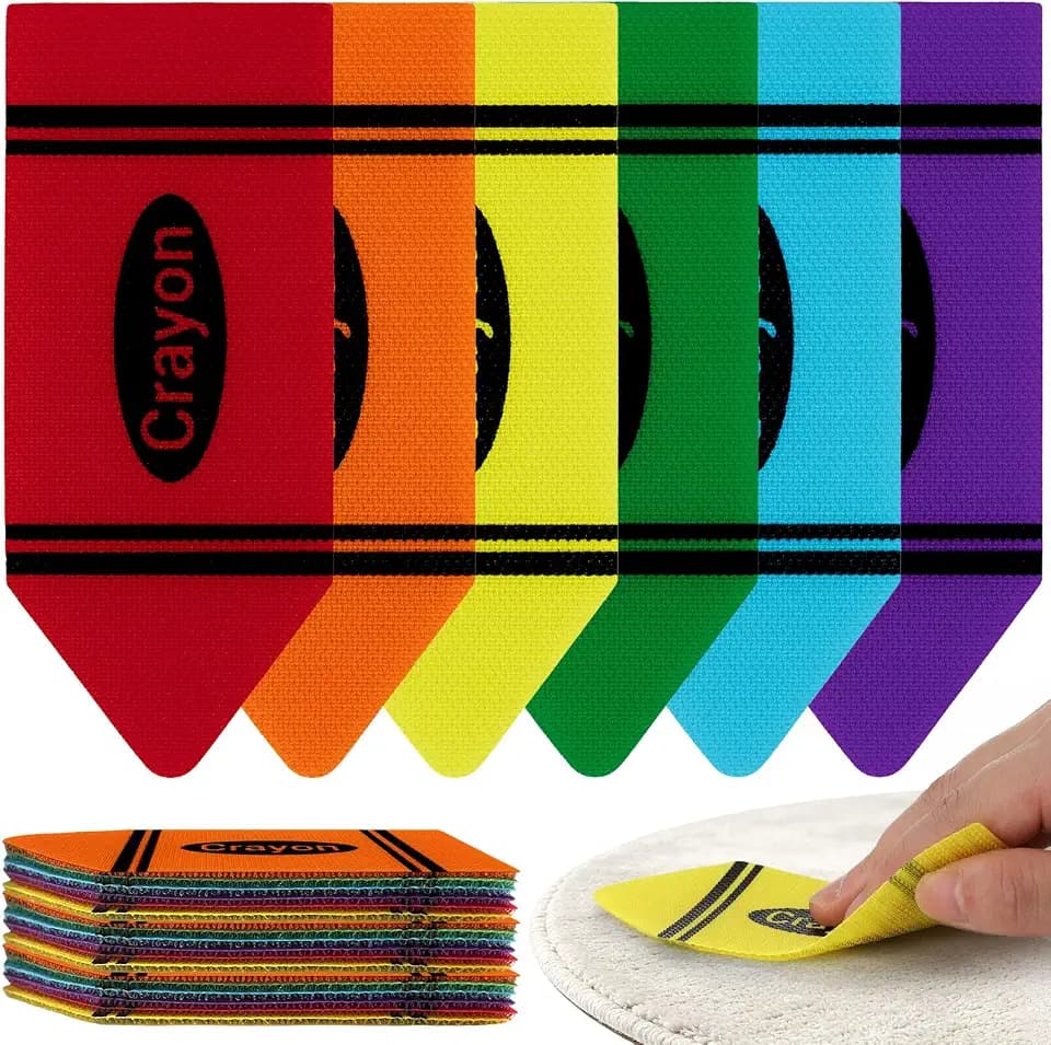 24PCS Crayon Carpet Spots Markers for Classroom Decorations 4.7" x 2" Pastel Carpet Dots for Classroom Supplies 6 Colors Group Activity Floor Dots Line up Sit Crayon Spots Preschool Kindergarten