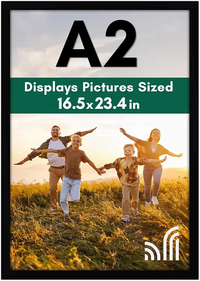 Americanflat A2 Picture Frame with Polished Plexiglass - 16.5x23.4 Frame with Engineered Wood - Signature Collection - A2 Frames for Wall Display - Black