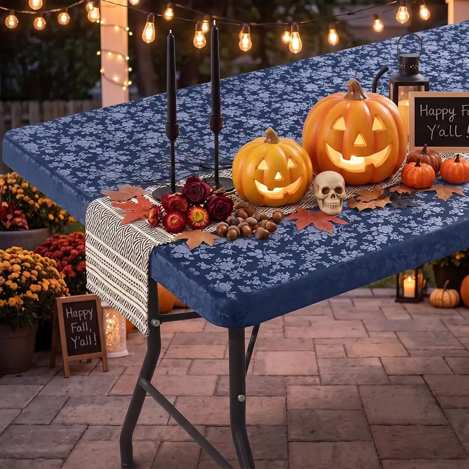 Smiry Heavy Duty Vinyl Fitted Tablecloths for 4 Foot Rectangle Tables