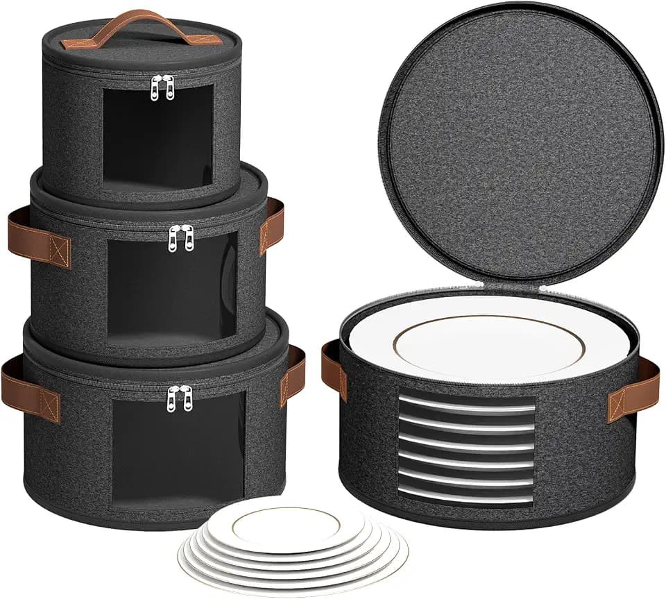 Foyego China Storage Containers, Dark Gray, 4 Piece Set