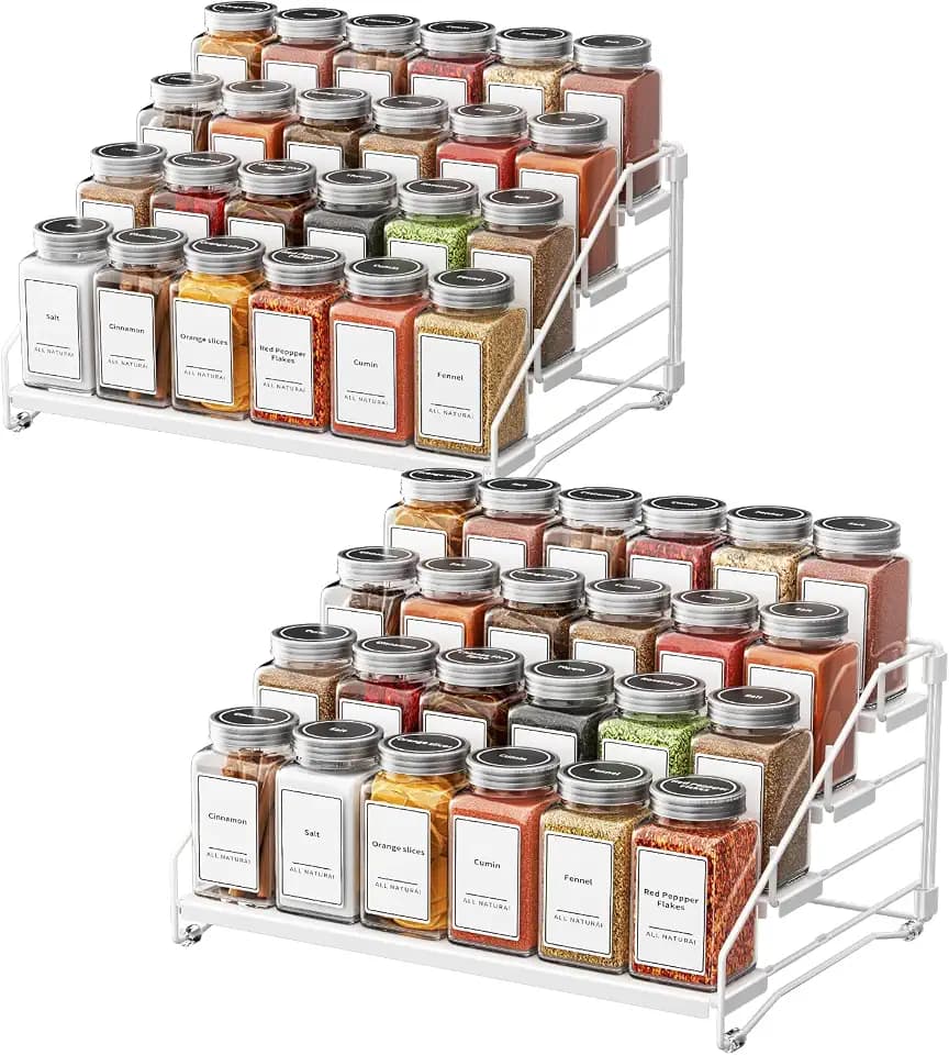BOIVSHI Spice Organizer for Cabinet, Depth Adjustable Spice Rack, White