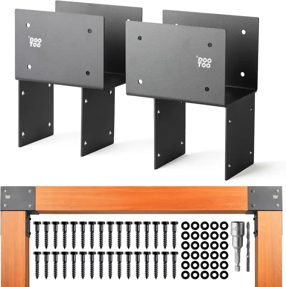 Stainless Steel Pergola Brackets, 6x6(Actual 5.5") End Post to Beam Bracket, Heavy Duty Post Cap Tie Bracket for Gazebos, Decks and Porches(4pcs-Black)