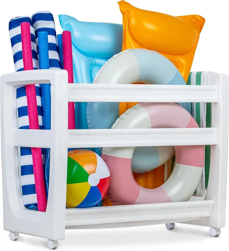 Coast Modern Pool Organizer for Floats and Toys - Large Waterproof Storage Rack for Outdoor Pool Area