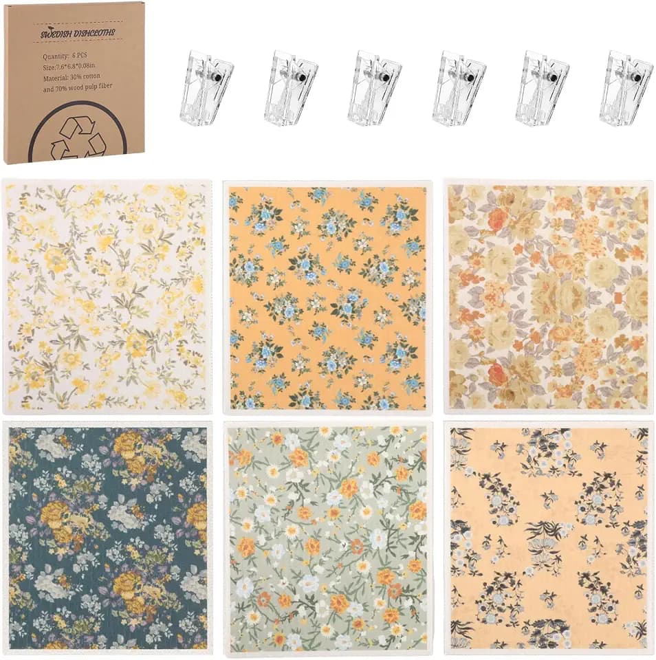 6 Pack Swedish Dishcloths for Kitchen, Fall Swedish Rags Dish Towels