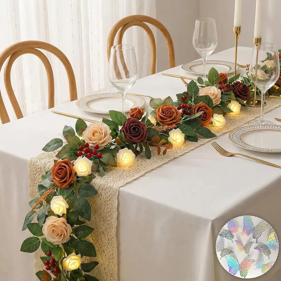 5.5FT Artificial Rose Garland Fake Flower Garland - Terracotta
