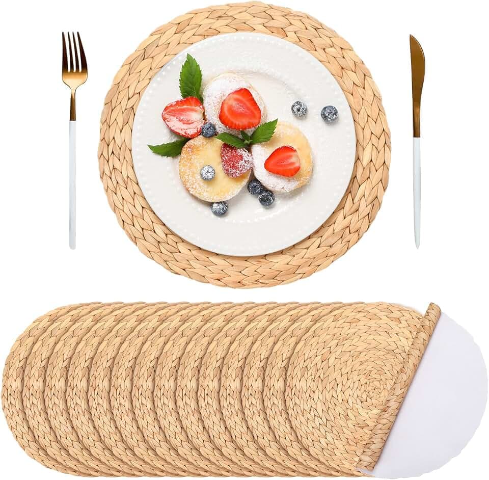 Sinmoe 100 Pcs Disposable Paper Placemats Bulk,Natural,Woven