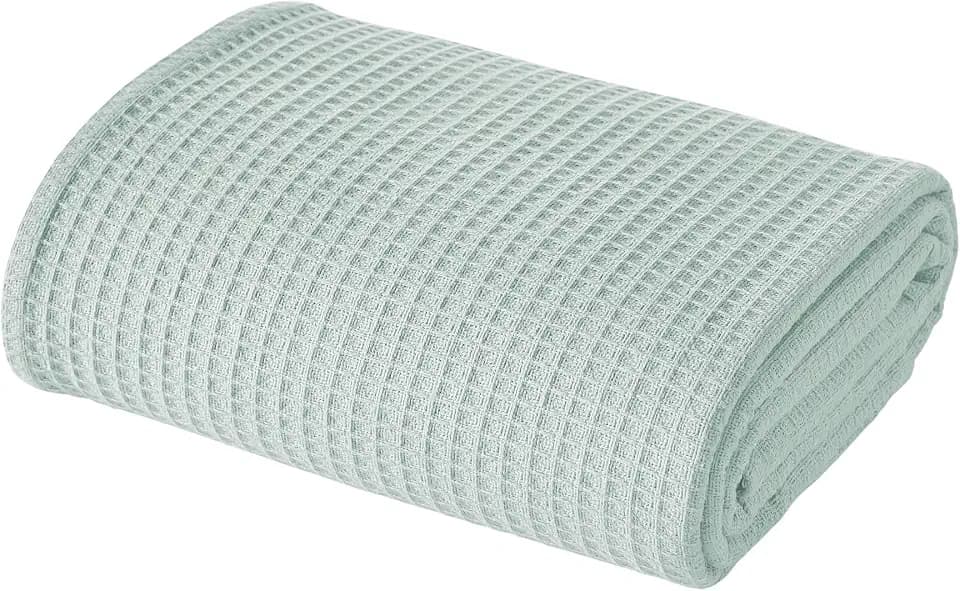 Modern Threads 100% Cotton Waffle Thermal Blanket, Pale Blue, Full/Queen