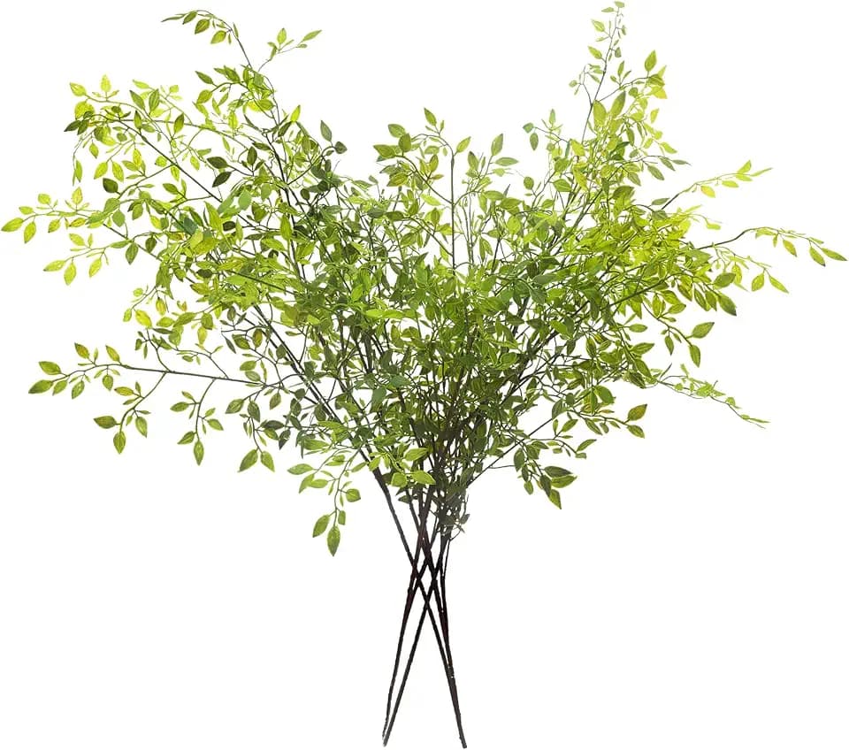 Melorca&Guilla Artificial Plants,4PCS 43.3" Green Nandina Faux Branches for Vase,Faux Greenry Stems Fake Plants for Shop Garden Office Home Décor