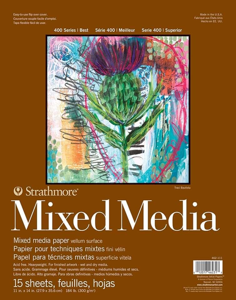 Strathmore 400 Series Tape Bound Mixed Media Pad, 140 lb. Vellum Paper, 11 X 14 inches, 15 Sheets (462-111)
