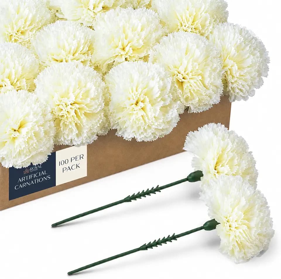 Royal Imports Carnation Artificial Flowers for Weddings – Ivory 100pk