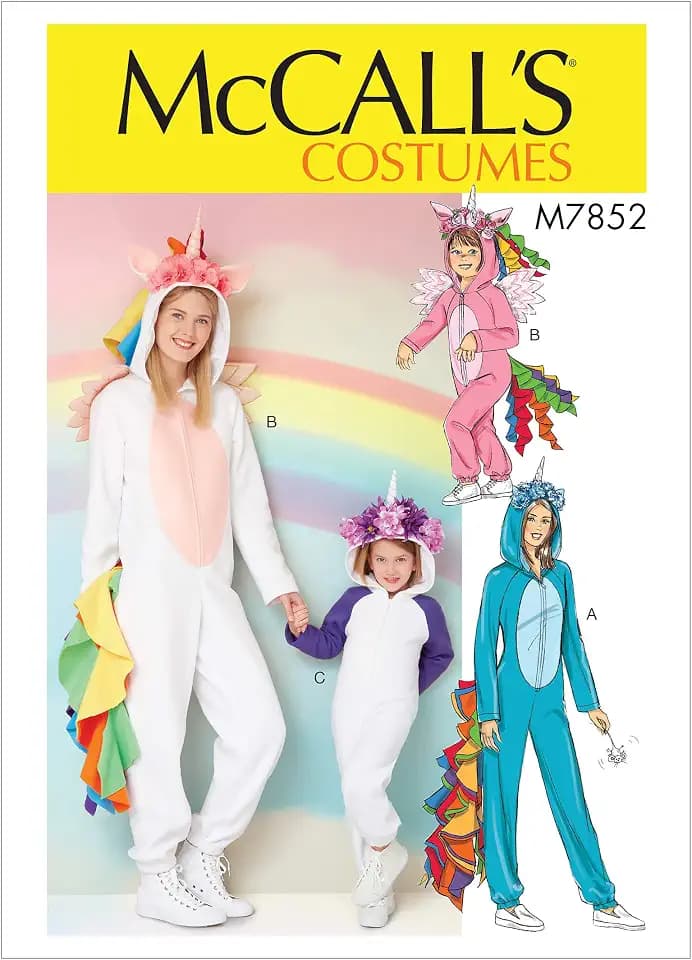 McCall's Women's and Girl's Onesie Unicorn Costume, Sizes S-XL Sewing Pattern