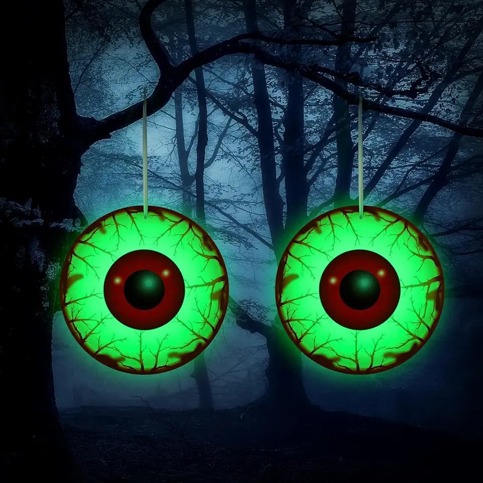 WinnerWhy 2 Pcs Huge Halloween Glow in Dark Eyeball, Outdoor Decorations