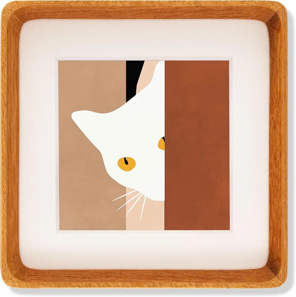 Recuerdos 8x8 Teak Picture Frame Matted to 6x6 with HD Plexiglass
