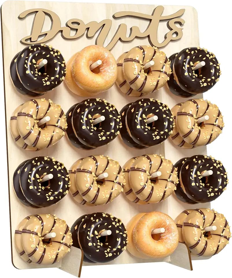 Wood Donut Wall Display Stand Holds 16 Donuts, 1 Pack Natural